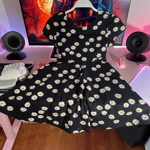 Vestido Vintage Talbots Niños Niñas Negro Blanco Flores SS Margarita 10 Lazos Traseros - Imagen 1 de 8