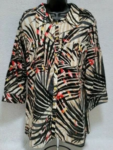 Jaclyn Smith Womens Shirt Top Blouse Size 1X Multicolor Leaf Floral - Picture 1 of 12