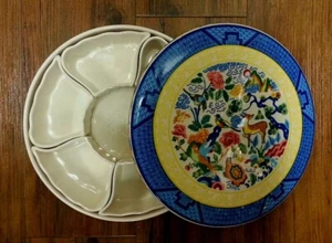 Decoración de porcelana oriental asiática de colección, plato para servir floral pájaros vajilla decoración - Imagen 1 de 5