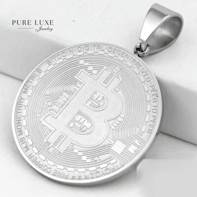 Men's Stainless Steel 48mm Charm Pendant High Polish BOX - Image 1 of 3