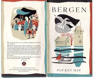 Circa 1950's Vintage Bergan Noway Pocket Map/Travel Guide! - Picture 1 of 1