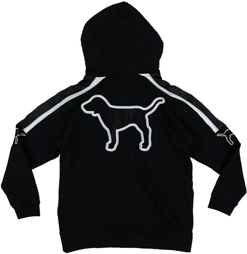 UNDERCOVER Victoria's Secret rosa cane grafica felpa con cappuccio sherpa quarto zip giacca nera
