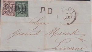 Modena 1852: 10c. Rose (N° 2 )+ 5c. Vert Olive (N°8) Sur Lett. (Cat.57/75) - Bild 1 von 2