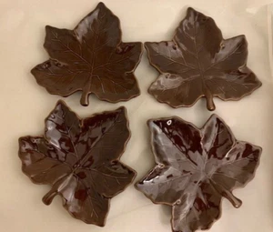 Pottery Barn HARVEST LEAF BROWN Salad/Dessert Plates Set of Four (4) - Bild 1 von 6