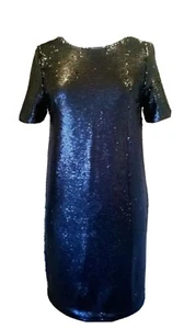 NEXT sequin midi dress black Next short sleeve Party Cocktail New Size 10 - Picture 1 of 12