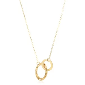 14k Yellow Gold High Polish Linked Double Circle Cutout Necklace - Picture 1 of 2