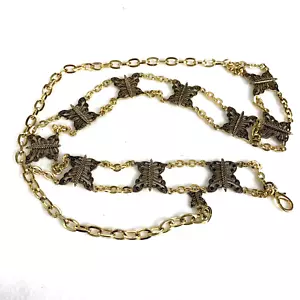 Cinturón de cadena de mariposas de colección piedras ámbar broche de langosta tono dorado raro - Imagen 1 de 7