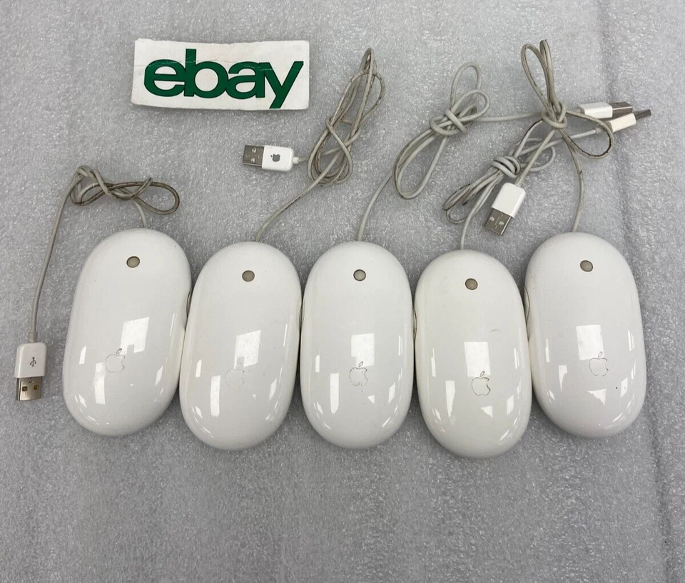 LOTE DE 5 Apple A1152 Ratón Blanco USB Ratón Óptico con Cable Genuino OEM Envío y devolución gratuitos Foto 1 de 4