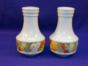 VERNON WARE DELLA ROBBIA DINNERWARE SALT & PEPPER SHAKER SET METLOX USA FRUIT #2 - Picture 1 of 3