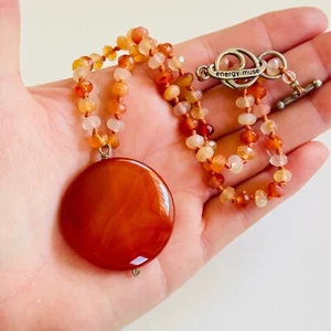 Energy Muse Orange Carnelian Beaded Necklace natural beads Statement Collar - Picture 1 of 8