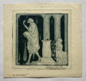 Radierung Symbolist Jugendstil Mateo Cristiani Der Goldtopf Plautus Theater - Bild 1 von 5