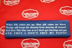 Engraved Leatherette Pill Box 9.75″ x 2.5″ Blue/Silver - Picture 1 of 3