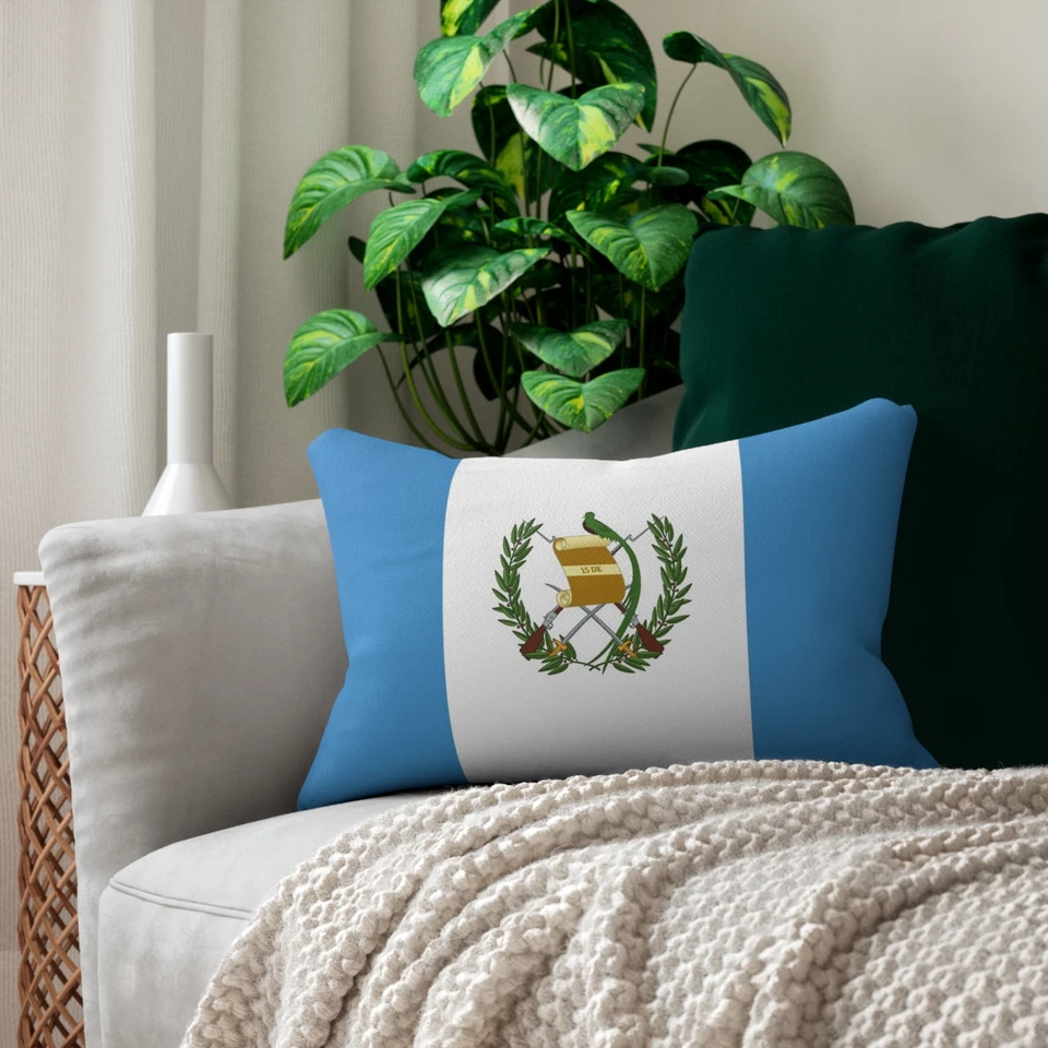 Guatemala Flag - Lumbar Pillow + Cover - Decorative Cushion - Guatemalan Gift - Image 1 of 1