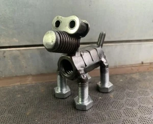 DOG ORNAMENT handmade from recycled metal NUTS & BOLTS sculpture dog lovers gift - Picture 1 of 3