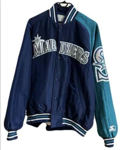 STARTER MLB Seattle Mariners Bomber Jacket Size L Diamond Collection VTG 90s - Picture 1 of 5