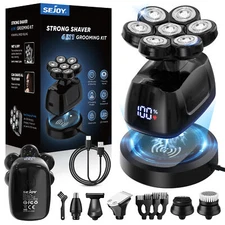 SEJOY Electric Head Shaver for Bald Men Wet/Dry Beard Skull Trimmer Grooming Kit