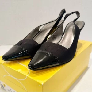 Joan & David Luxe CJDameka Slingback Pump Women's 9 Black Fabric Upper NEW - Picture 1 of 8