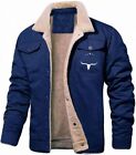 Mens Fleece Lined Cotton Casual Jacket Winter Lapel Single Breasted Warm Outerw