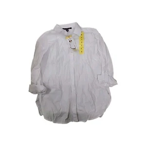 Gloria Vanderbilt Women's Collar Long Sleeve Button-Up Shirt, White Small - Picture 1 of 3