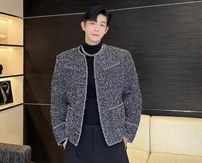 Men's Autumn Fashion Round Collar Long Sleeve Loose Jackets Youth Casual Coats - Image 1 of 4