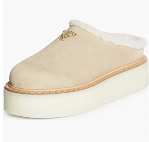 PRADA Evolve Genuine Shearling Clog Ecru Women’s Size EU 41 US 11 - Picture 1 of 13