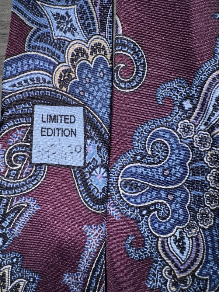Daniel Cremieux Limited Edition 100% Italian Silk 7-Fold Tie Maroon Paisley - Image 1 of 4