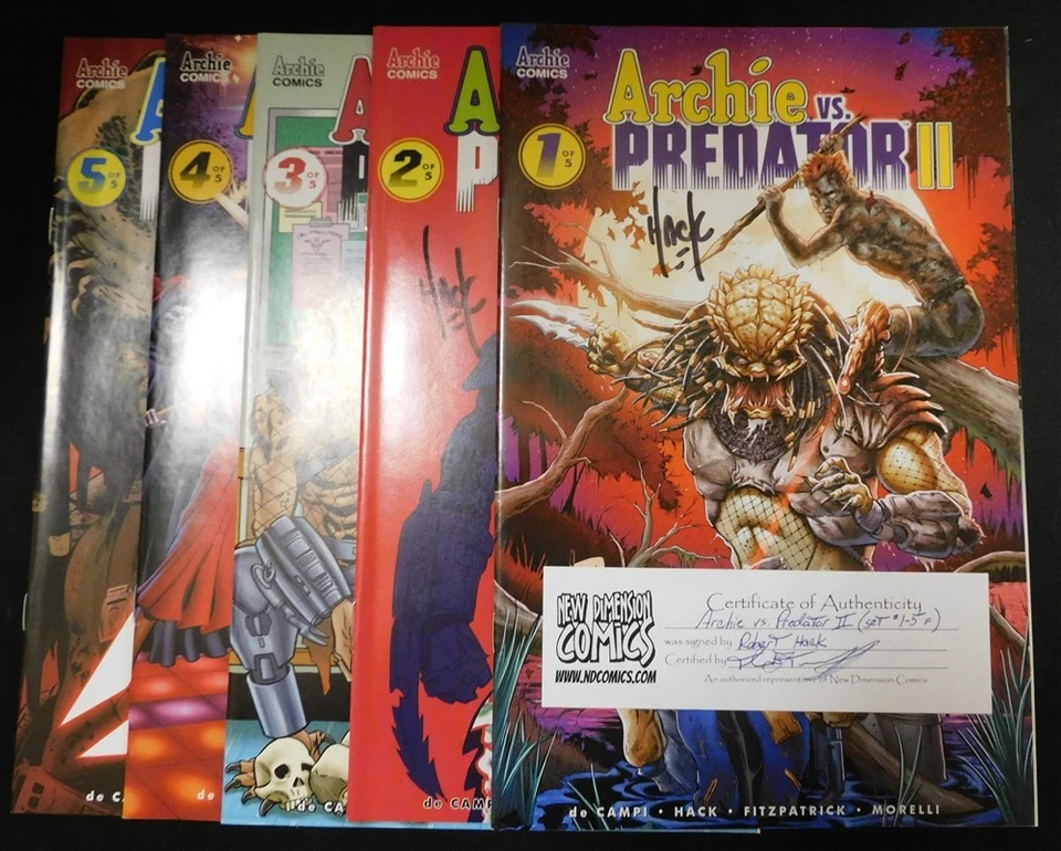 ARCHIE VS PREDATOR II 1-5 F VARIANT COMIC SET COMPLETE SIGNED HACK 2019 VF/NM - Image 1 of 1
