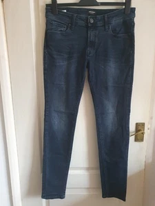 JACK & JONES Liam Mens Jeans Blue Slim Skinny W34 L32 - Picture 1 of 13