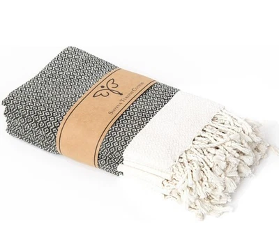 Juego de 4 servilletas de algodón turco Smyrna toallas gris crema  Foto 1 de 4