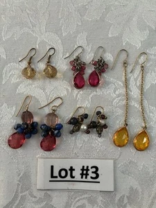 Lot #3 Mixed Lot 5 Pairs Glass Bead Variety Mostly Dangle Pierced Earrings - Picture 1 of 5