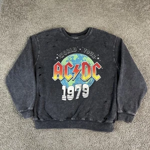 ACDC Sweatshirt Womens 2XL World Tour 1979 Distressed Crewneck Rock Pullover - Picture 1 of 11