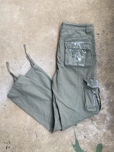 Matchstick Cargo Pants Mens 34x32 Green Cotton Drawstring Paratrooper BAWR - Picture 1 of 12