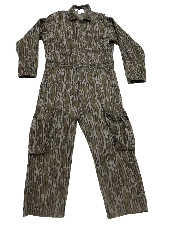 Mossy Oak Coveralls Mens L Camo Turkey Hunting USA Made Cargo Pockets Rare - Image 1 of 4