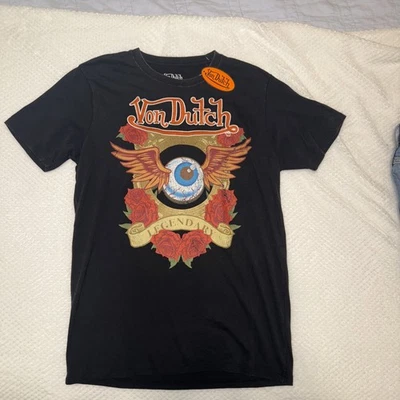 Von Dutch Graphic T-Shirt Men’s Medium Embroidered Flying Eyeball - Image 1 of 4