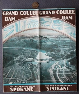 Folleto ilustrado de los primeros años de la presa Spokane Washington Grand Coulee de la década de 1940 -- - Imagen 1 de 1