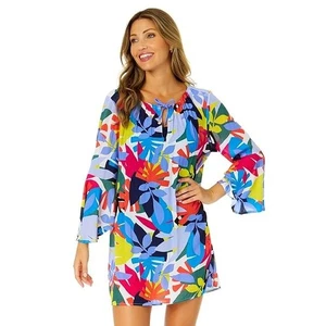 Traje de baño túnica manga campana punto puesta de sol Anne Cole para mujer cubierta múltiple, XS/S NUEVO CON ETIQUETAS - Imagen 1 de 4