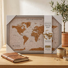 Splosh Grey Travel World Map Cork Board With Pins - Novelty Christmas Gift Idea