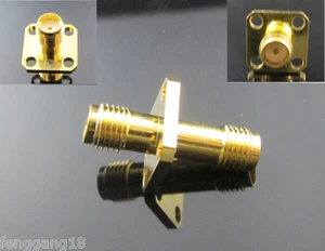 10pcs SMA Female Jack 4 Holes Flange to SMA Female Straight RF Adapter Connector - Picture 1 of 6