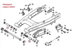 Rulli di forcellone Swingarm collars cylinders - Honda XRV 750 RD07 Africa Twin - Foto 1 di 3