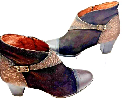 Hispanitas Booties Women's 39 Us 8.5 Brown Leather Suede Zip 2.5 Heel Ankle Boot - Image 1 of 4