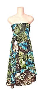 Allison Taylor trägerloses Kleid MIDI Hi Low Dschungel Tierdruck Cruise Vacay XS - Bild 1 von 5