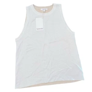 SPLENDID Sydney Cashblend Reversible Sweater Tank Women's Size Small Ivory | Tan - Picture 1 of 17