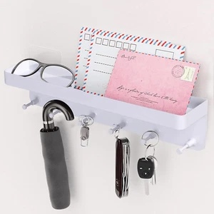 Key Holder for Wall, Wall Mount Mail Key Hanger Organizer Shelf, Key Hooks Ra... - Picture 1 of 9