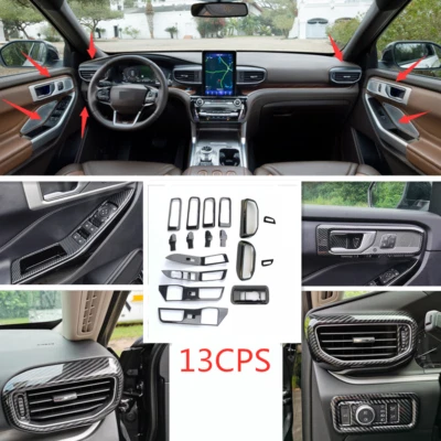 Kit de cubierta de tapicería de accesorios interiores de fibra de carbono para Ford Explorer 2020-2022 Foto 1 de 4