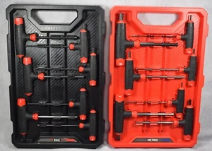 Sears Craftsman Tools T-Handle Hex Key Allen Wrenches, 7 Metric 7 SAE with Cases - Picture 1 of 6