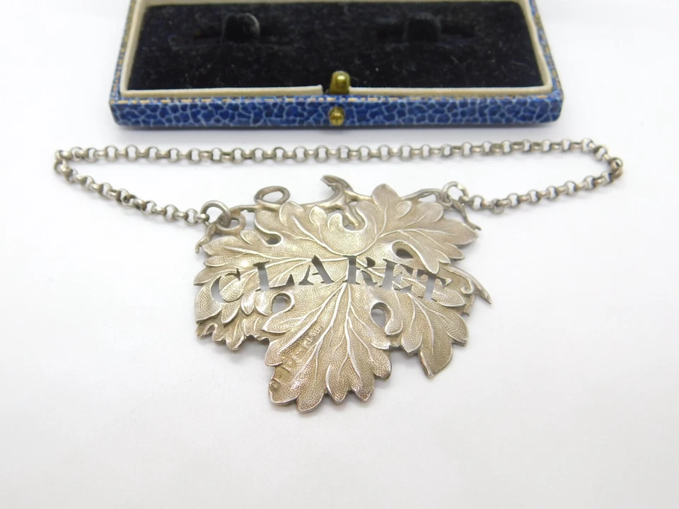 Antigua jarra de plata esterlina georgiana hoja de vid claret etiqueta 1825 Birmingham Foto 1 de 4