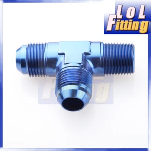 AN6 AN-6 Male To 1/4" NPT Male Tee T-piece Fitting Adapter 3 Way Blue - Picture 1 of 2