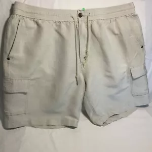 Herren Leinenmischung Shorts XL beige Kordelzug maschinenwaschbar sauber Cubavera - Bild 1 von 9