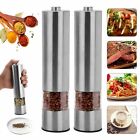 2 x Light Up Electric Salt Pepper Mill Stainless Steel Electronic Grinder Pot