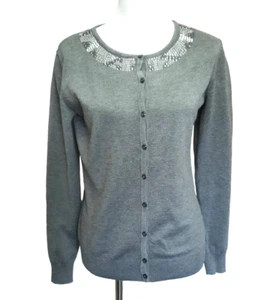 Debbie Morgan graue Strickjacke, Knopfleiste, verziert, Top Gr. M - Bild 1 von 6